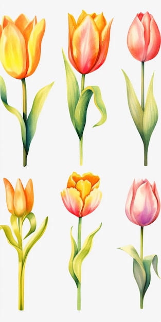 hay cuatro tipos diferentes de flores pintadas en acuarela ai generativa
