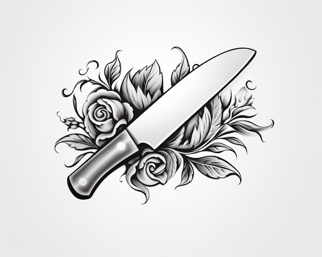 Foto hay un cuchillo con un diseño floral en él ai generativo