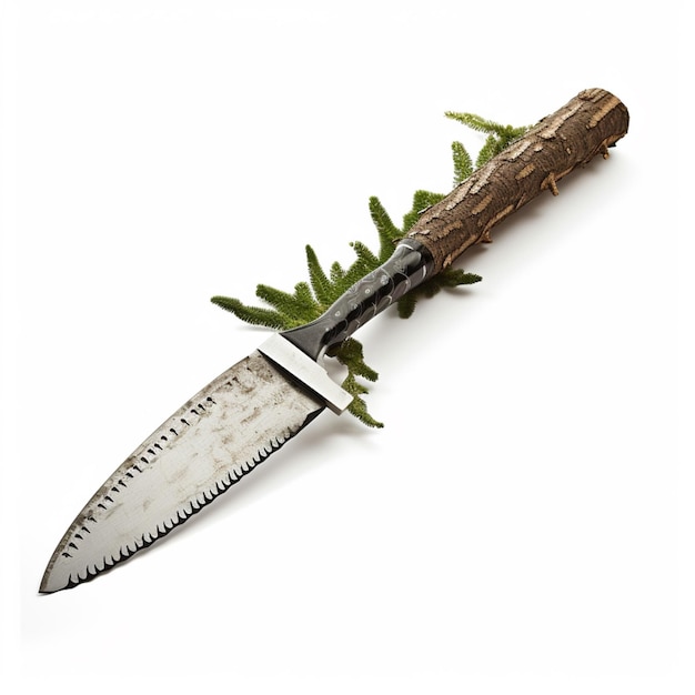 Hay un cuchillo con una rama de árbol en él ai generativo