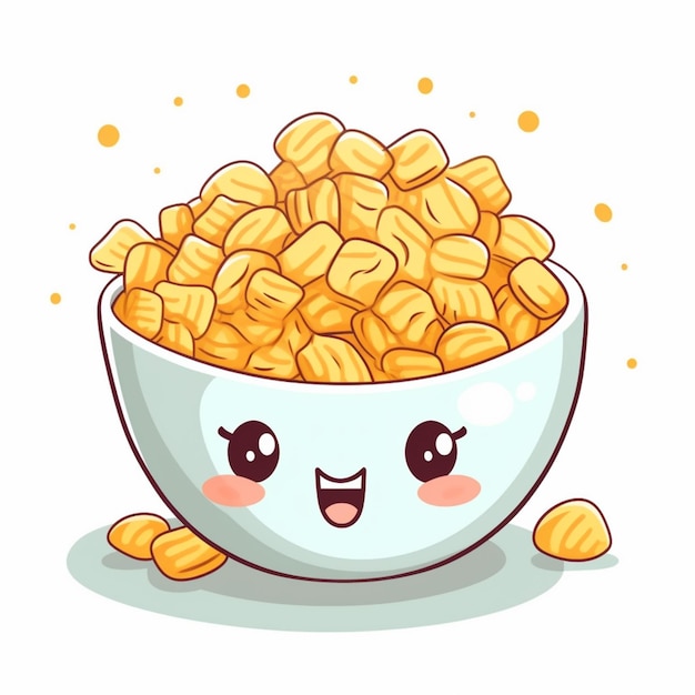 hay un cuenco de cereales con una cara en él generativo ai