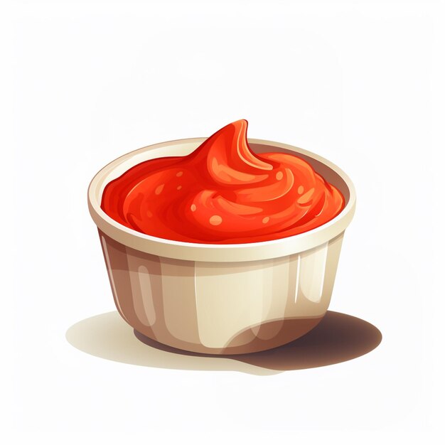 Foto hay un cuenco de ketchup con una cuchara en él generativo ai