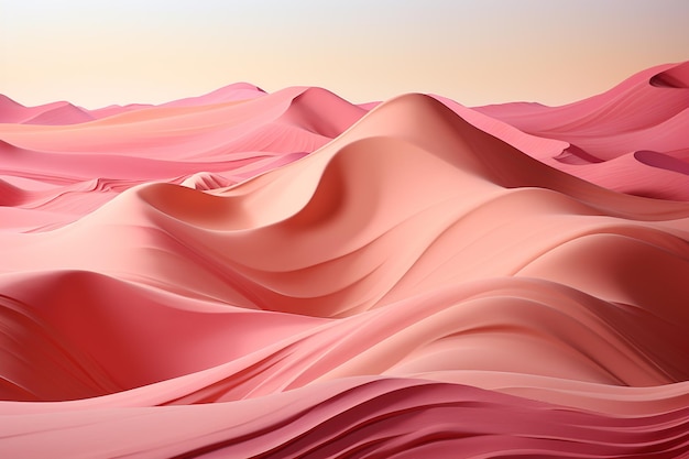 hay un desierto rosado con una montaña en el fondo generativo ai