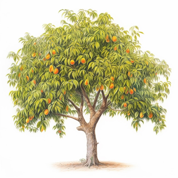 hay un dibujo de un árbol con naranjas ai generativo