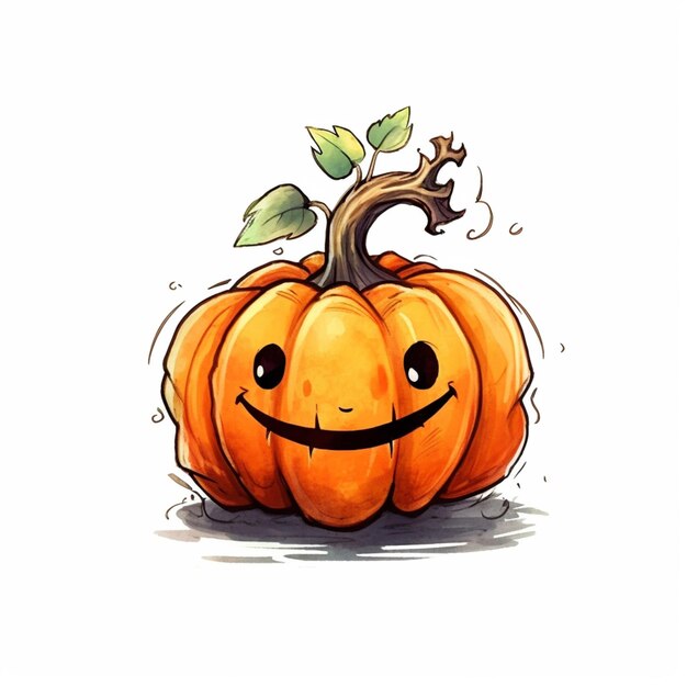 hay un dibujo de una calabaza con una cara sonriente generativa ai