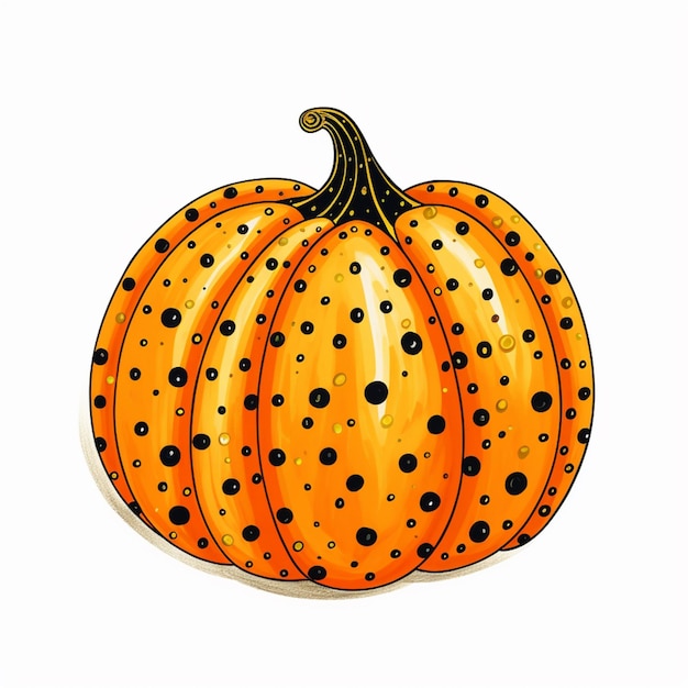 hay un dibujo de una calabaza con puntos negros en ella ai generativa