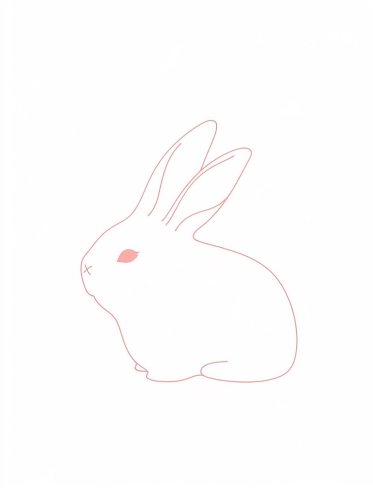 Foto hay un dibujo de un conejo con una mancha roja en la cara ai generativo