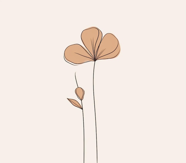 Hay un dibujo de una flor con un tallo sobre un fondo blanco ai generativo