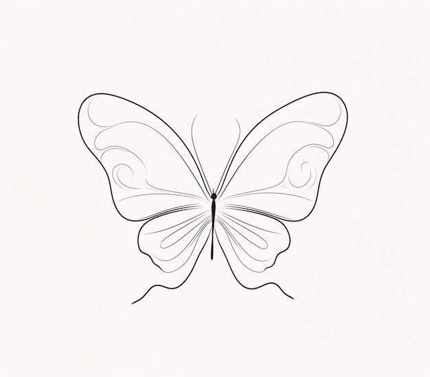 Foto hay un dibujo de una mariposa en un fondo blanco generativo ai