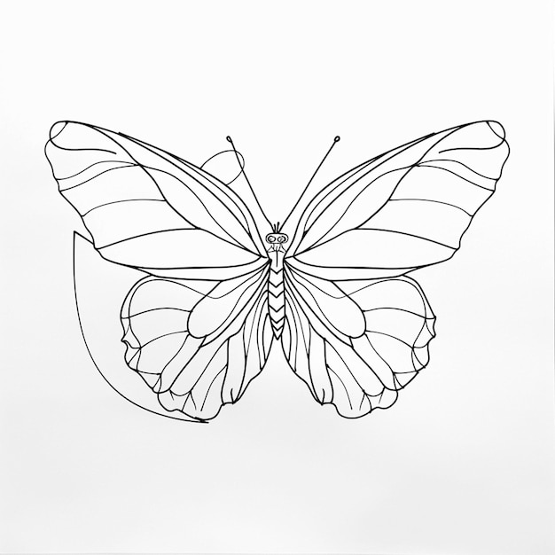 Hay un dibujo de una mariposa en un papel blanco generativo ai