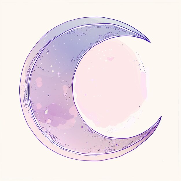 hay un dibujo de una media luna con un cielo rosado en el fondo generativo ai