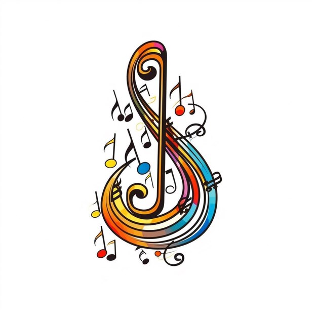 hay un dibujo de una nota musical con muchas notas musicales generativa ai