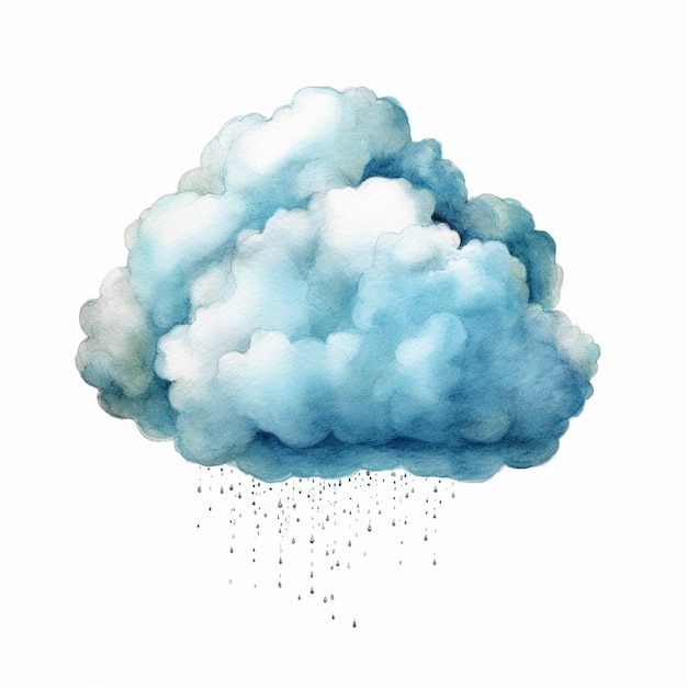 Hay un dibujo de una nube con lluvia saliendo de ella ai generativo