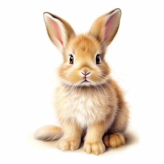 hay un dibujo de un pequeño conejo sentado en una superficie blanca generativa ai