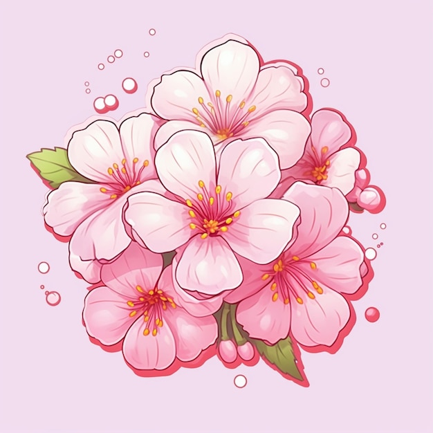 Foto hay un dibujo de un ramo de flores sobre un fondo rosa ai generativo