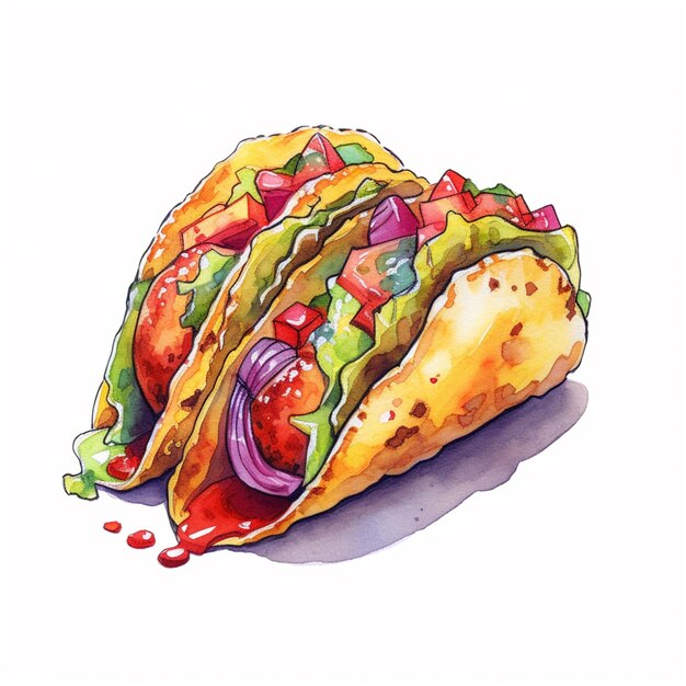 Foto hay un dibujo de un taco con muchos ingredientes generativos