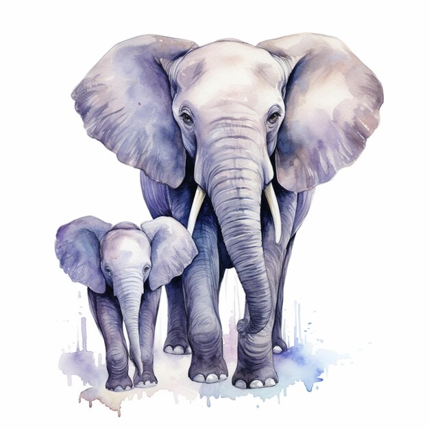 hay dos elefantes de pie uno al lado del otro en un fondo blanco generativo ai