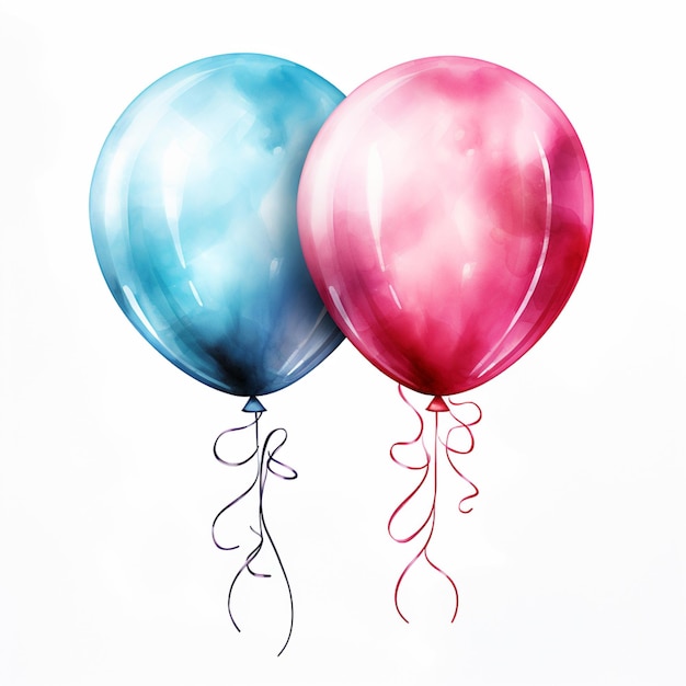 hay dos globos que son de color rosa y azul generativo ai