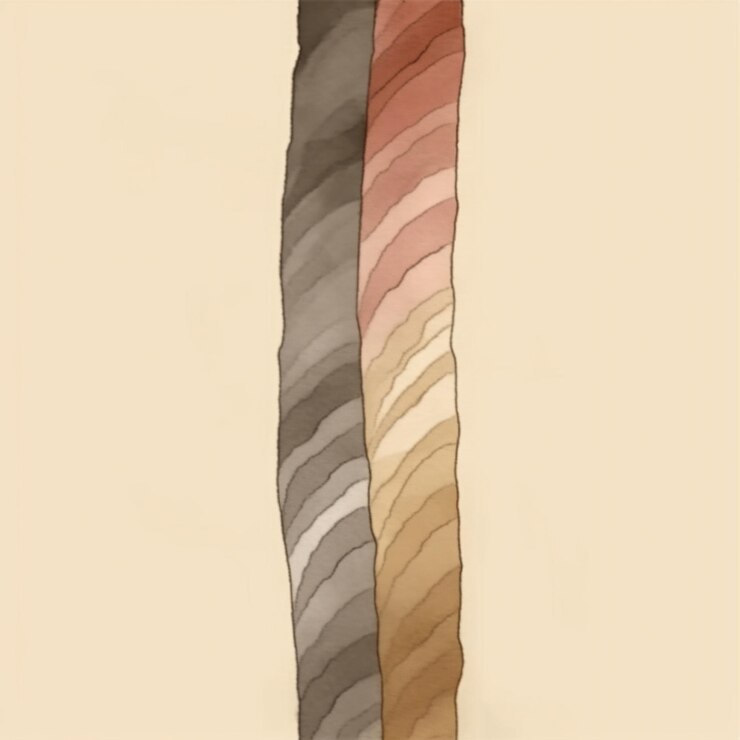 Foto hay dos hojas de papel altas con diferentes colores generativos ai.