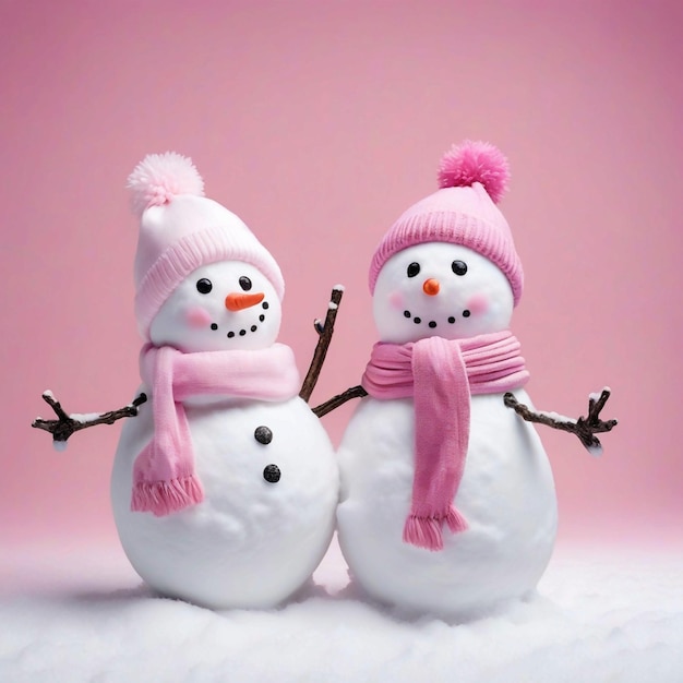 Foto hay dos muñecos de nieve.