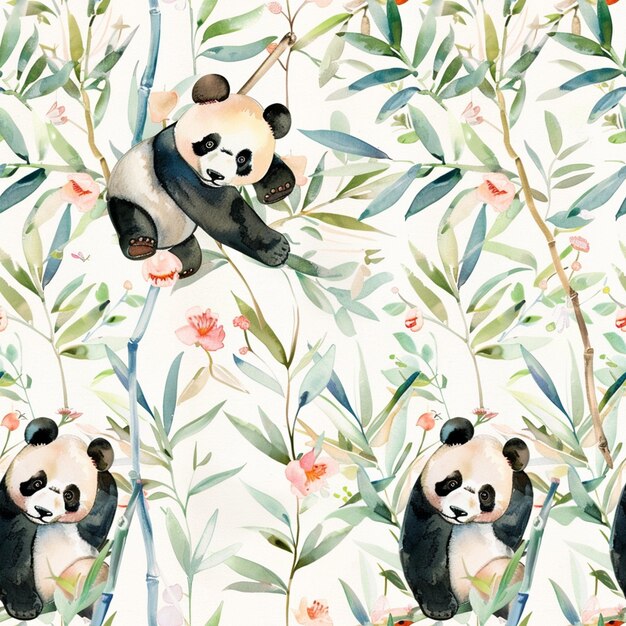 Hay dos osos panda sentados en una rama de un árbol generativo ai