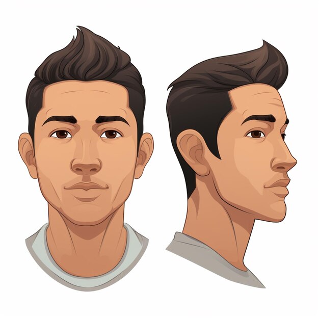 Foto hay dos vistas diferentes de la cara de un hombre con diferentes estilos de cabello ai generativo