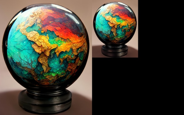 hay dos vistas diferentes de un globo con un mapa en él generativo ai
