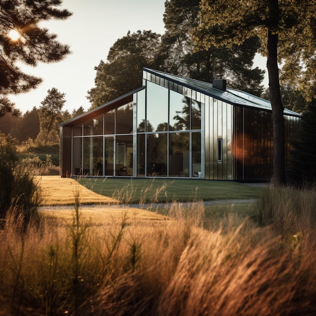 Hay un edificio de cristal con muchas ventanas en él ai generativo