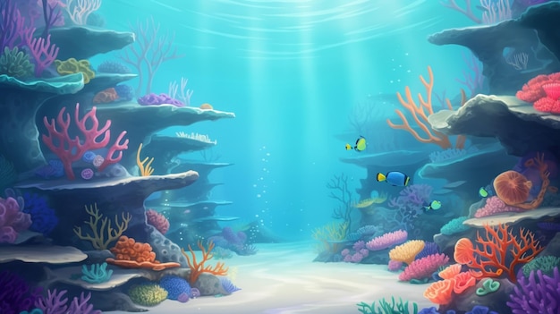 hay una escena submarina muy colorida con corales y peces generativos ai