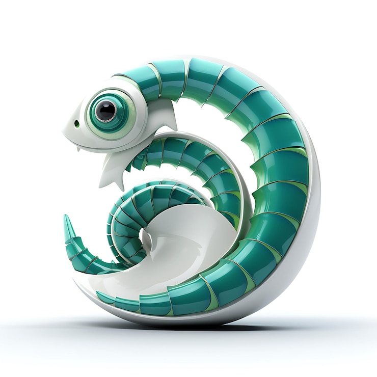 Foto hay una escultura verde y blanca de un pez con un gran ojo