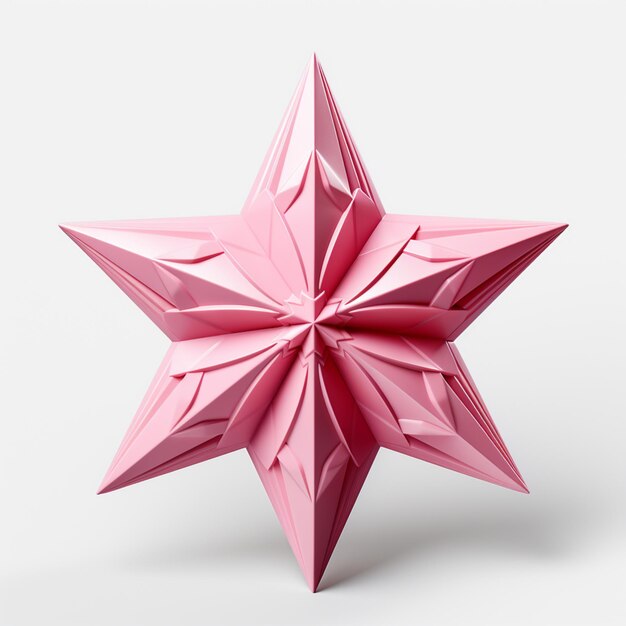 hay una estrella de origami rosa que está doblada en una forma de estrella generativa ai