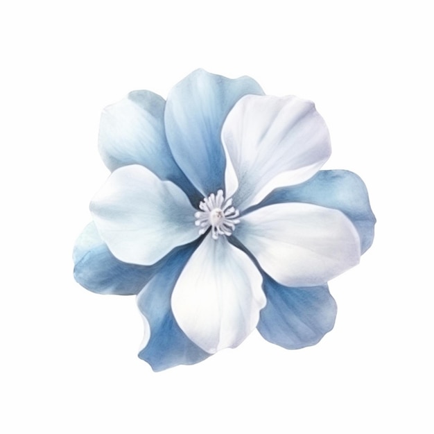 Hay una flor azul y blanca en un fondo blanco generativo ai