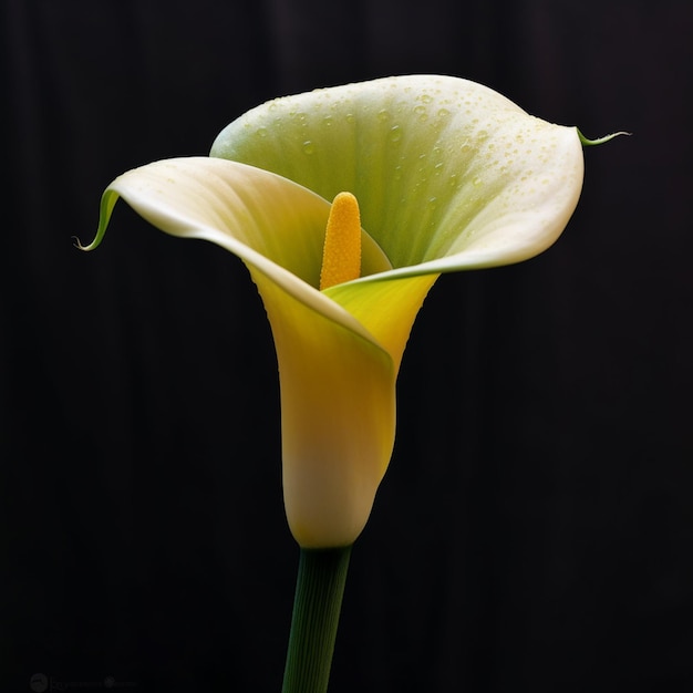 Foto hay una flor blanca con un centro amarillo en un fondo negro generativo ai