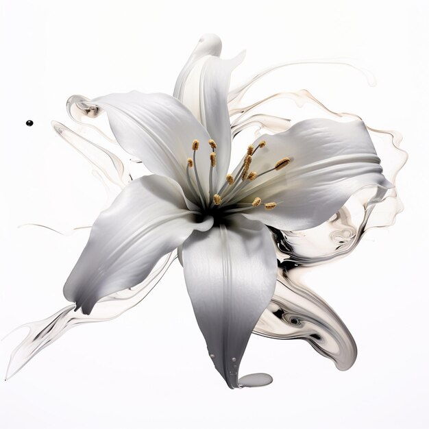 hay una flor blanca con un centro negro en un fondo blanco generativo ai