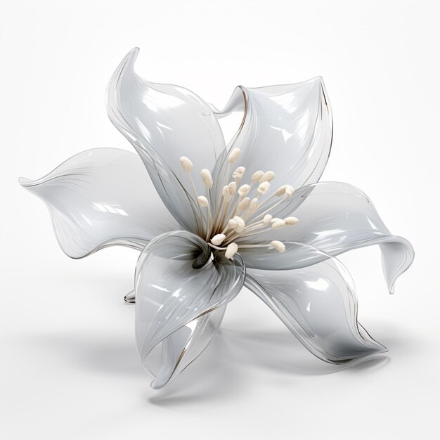 hay una flor blanca que está sentada en una mesa generativa ai