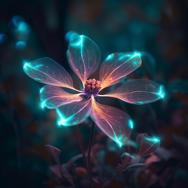 Hay una flor que brilla en la oscuridad generativa ai