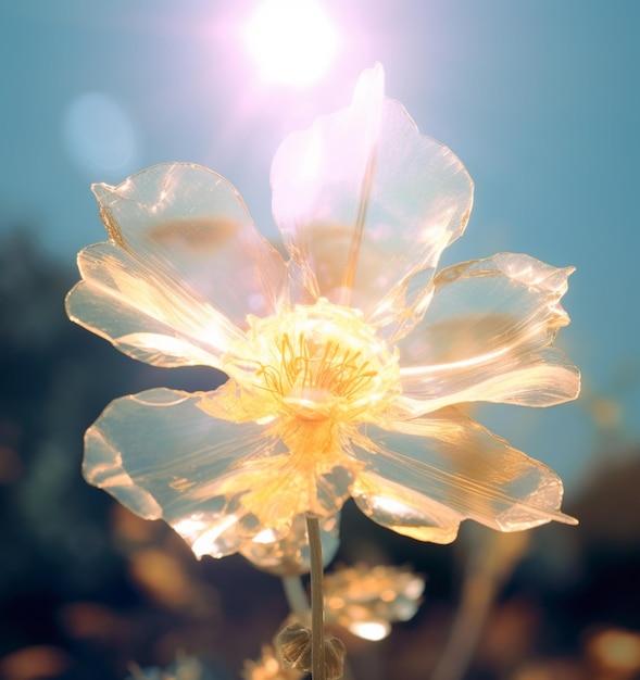 Hay una flor que está en el medio de un campo generativo ai