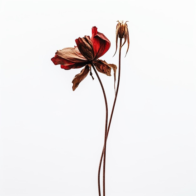 Foto hay una flor roja que está en un jarrón en una mesa generativa ai