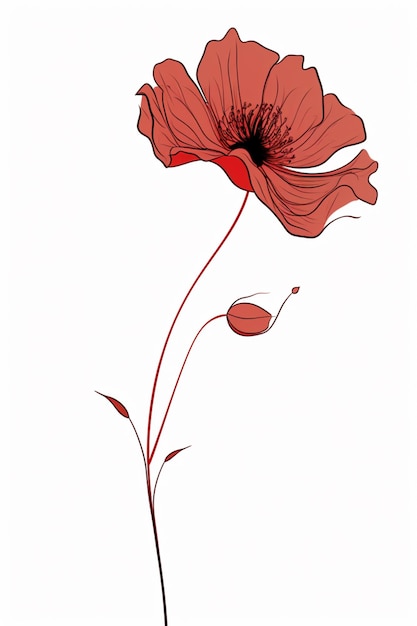 Foto hay una flor roja que está en un tallo con un tallo generativo ai
