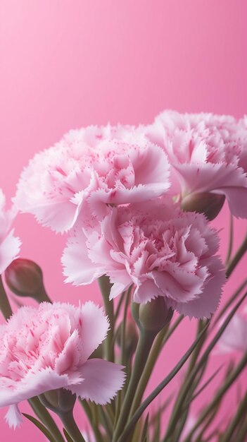hay flores rosadas en un jarrón sobre un fondo rosa ai generativo