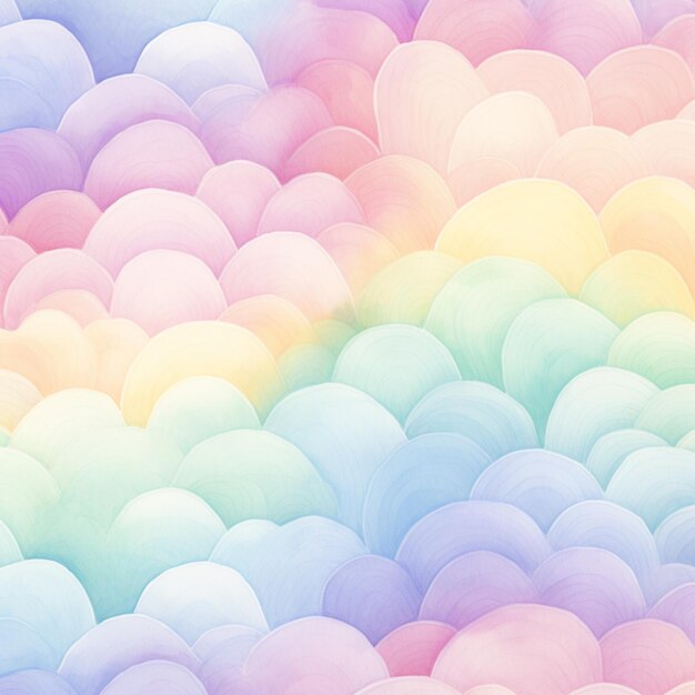 Foto hay un fondo de color arco iris con un arco iris de nubes generativa ai