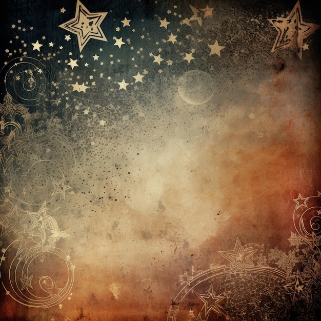 Hay un fondo grunge con estrellas y remolinos generativos ai