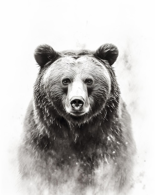 Hay una foto en blanco y negro de un oso en la nieve generativa ai