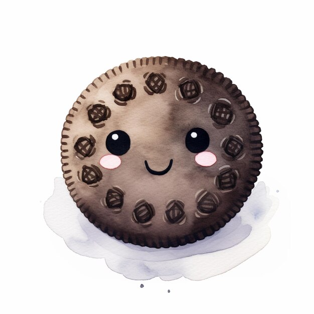 hay una galleta de chocolate con una cara en ella generativa ai