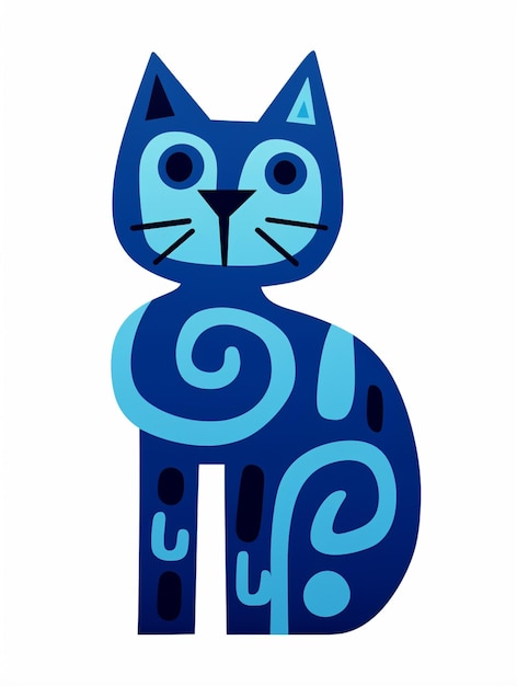 hay un gato azul con patrones giratorios en él generativo ai