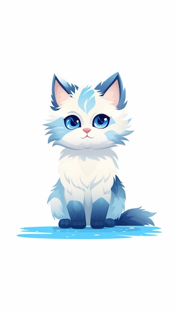 hay un gato blanco y azul sentado en el suelo generativo ai