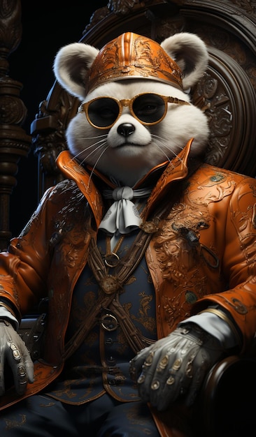 hay un gato blanco con una chaqueta marrón y gafas de sol ai generativa