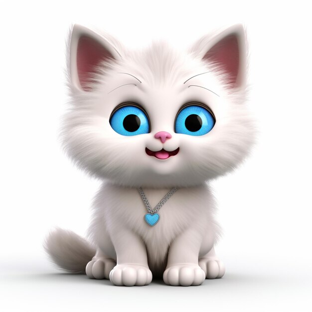 hay un gato blanco con ojos azules sentado generativo ai