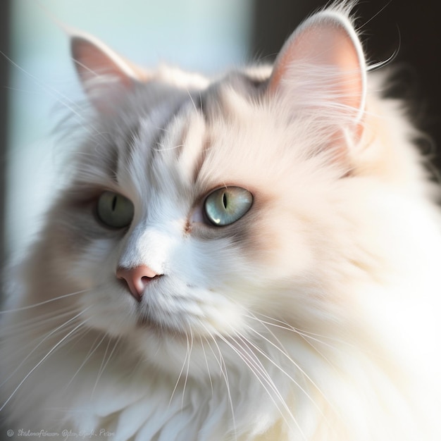 hay un gato blanco con ojos verdes mirando a la cámara ai generativa