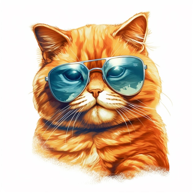 Hay un gato con gafas de sol y un collar generativo ai