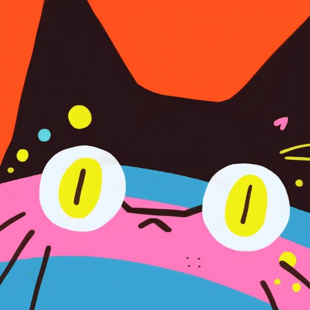 Foto hay un gato negro con ojos amarillos y nariz rosada ai generativa